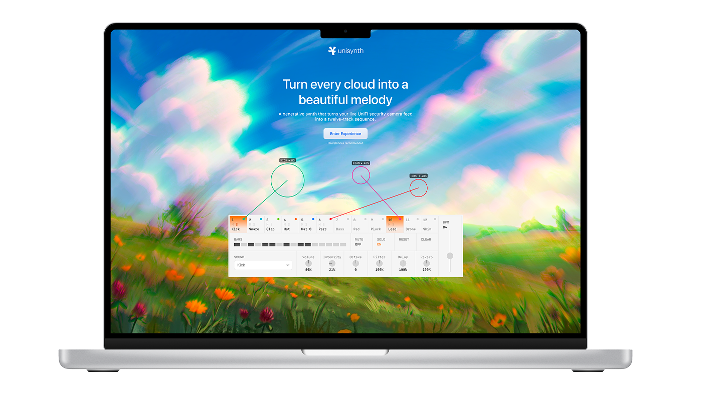 Unisynth landing page shown on a laptop