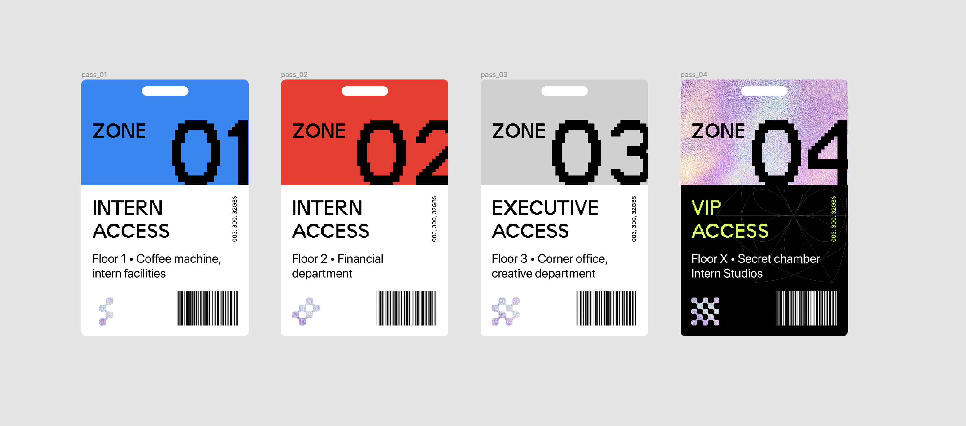 Intern Studios access card designs