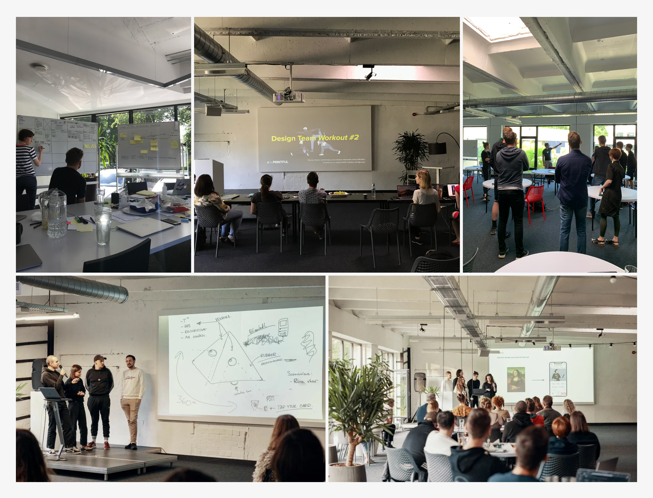 Photos from design team workouts and the developer design bootcamp